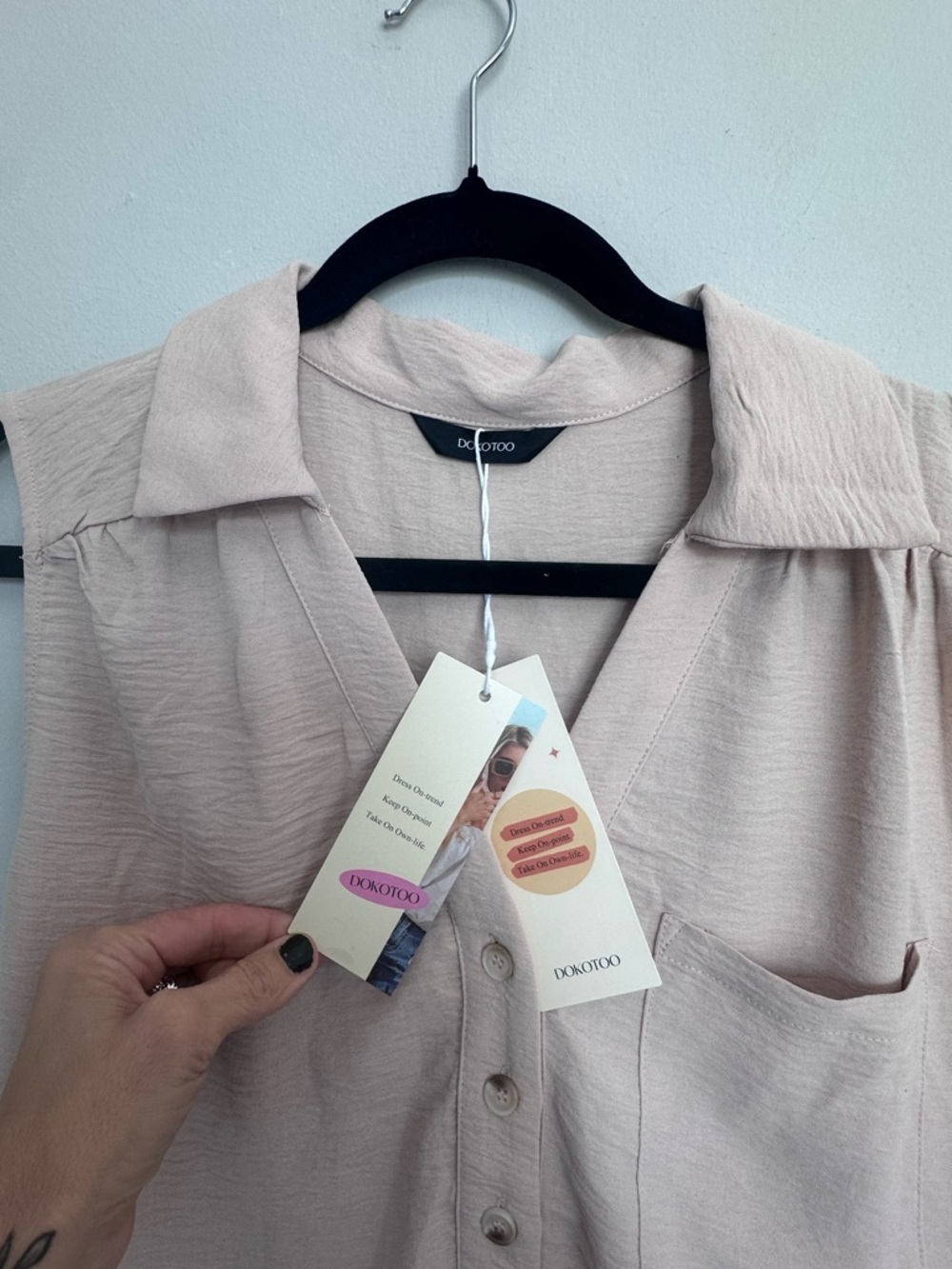 Dokotoo Cream drop hem Sleeveless Dress Sz L - Picture 3 of 7